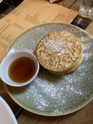 Vegan pancakes with maple syrup  at No. 18 Coffee House in Tamworth