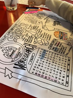 So fun! Kids coloring papers.   at Mosa's Joint in Guam