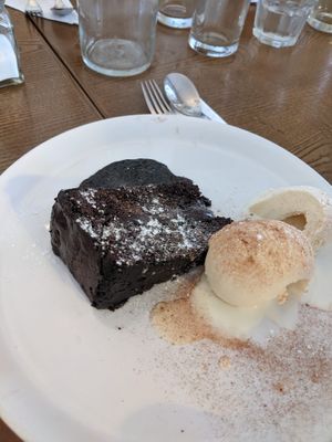 Chocolate brownie at The Captain's Table  in Barmouth