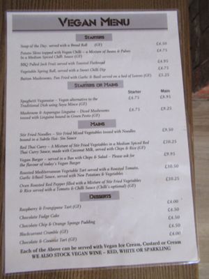 Menu as at end August 2020 at The Captain's Table  in Barmouth