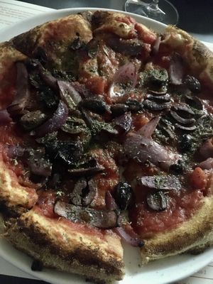 Pizza Mediterranea with black olives, red onions, and oregano   at Berberè - Centrale in Milan