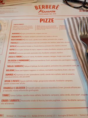 Menù gennaio 2026 at Berberè in Verona