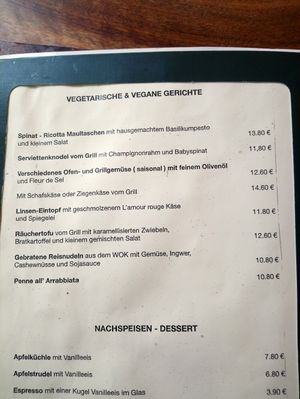 The menu at Mohren Wirtshaus in Ravensburg