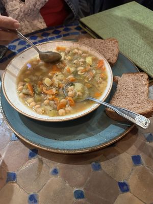 Garbanzo bean and vegetable soup is outstanding   at The Green Temple in Redondo Beach