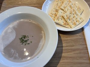 Nut soup and crackers  at Nanahoshi Curry in Kanazawa