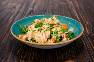 Roasted cauliflower with fresh Tahini at Hummus Original in Madrid