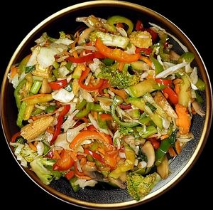 A vibrant medley of crisp vegetables sautéed in a luscious teriyaki glaze, delivering a perfect balance of sweet and savory with every bite. at Noodle House in Istanbul