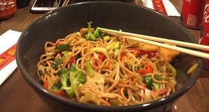 Veggie noodles with extra tofu(3tl). at Noodle House in Istanbul