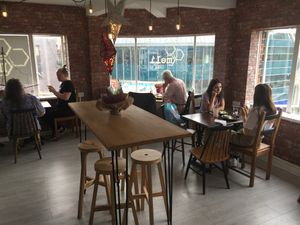 Window view at Meli Cafe in Newcastle Upon Tyne