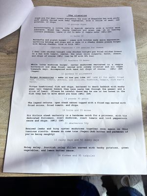 Menu October 2022  at The Butterfly and the Pig - City Centre in Glasgow