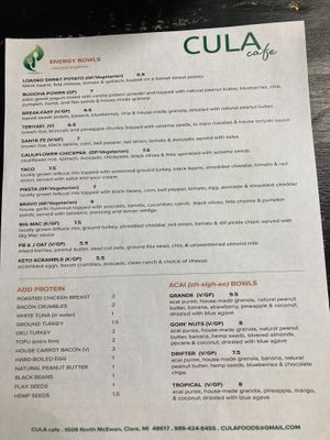 Energy bowls, Açaí bowls at Cula Cafe in Clare