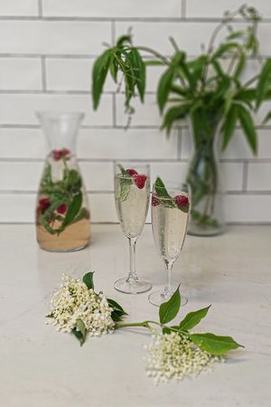 Elderflower cordial. at Garden Cafe at Brigit's Garden in Galway