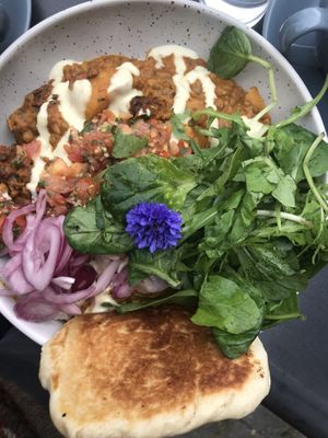 Vegan lentil dahl at Garden Cafe at Brigit's Garden in Galway