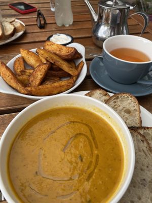 Carrot, bean and thyme soup  at Garden Cafe at Brigit's Garden in Galway