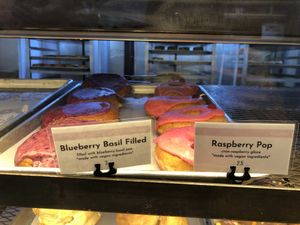 Blueberry basil filled and raspberry pop at Five Daughters Bakery in Atlanta