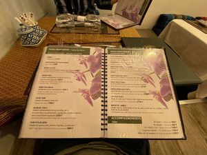 Vegetarian / vegan menu as of April 2023 at Villa Thai in Tahiti