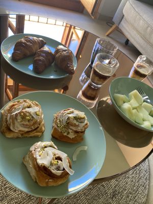 Croissants and cinnamon roll  at La Finca in Mallorca