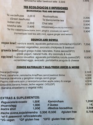 Menu at La Finca in Mallorca
