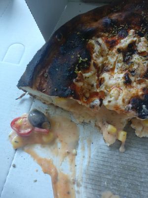 Vegan fireball calzone at Woody's Stonebaked Pizza Co in Paisley