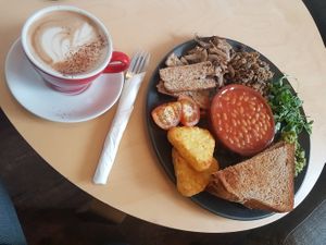 Full breakfast and mocha at Contour Cafe in Aberdeen