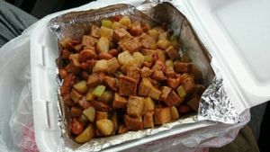 take out: fake chicken, cashew, and water chestnut. my favorite at Happy Family Vegetarian Restaurant - Rowland Heights in Rowland Heights