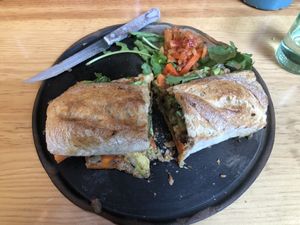 Banh mi mushroom sandwich  at Boulenc in Oaxaca