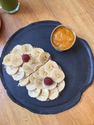 Banana pb toast  at Boulenc in Oaxaca