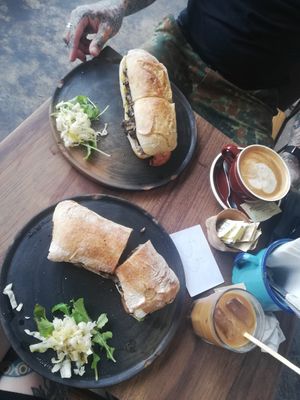 Toasted sandwiches don't look like much but trust me, they're amazing. Good almond milk coffees / iced coffees too at Boulenc in Oaxaca