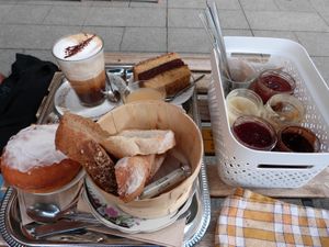 Fox breakfast, Napolitan cake and brioche with orange blossom at Fox in Metz