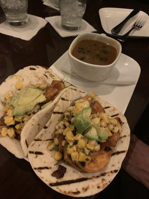 Sweet potato tacos  at Benchmark American Brasserie in Texarkana