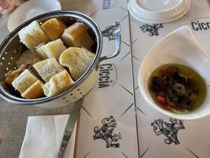 Bread with vegan dip (oil + veg)  at Ciccia Osteria in San Diego
