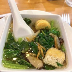 vegan spinach soup  at Jeng Chi Restaurant in Richardson