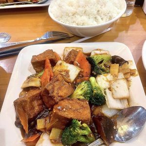 vegan sichuan ma po tofu  at Jeng Chi Restaurant in Richardson
