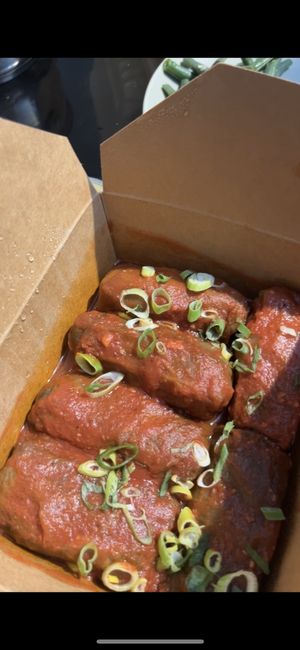 Holubtsi cabbage rolls with mushroom filling  at Kozak Ukraїnian Eatery in New Westminster