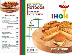 Page 1 of menu  at International House of Hotdogs - Food Truck in Anchorage