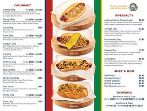 Page 2 of menu at International House of Hotdogs - Food Truck in Anchorage