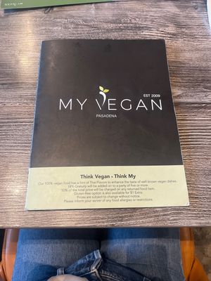 Menú   at My Vegan in Pasadena