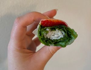 inside strawberry and avocado roll  #Veganuary at Goi Cuon in San Diego