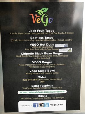 Menu  at VeGo in Puyallup