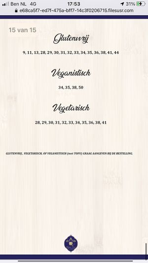 De menukaart at Pinto Thai in Enschede