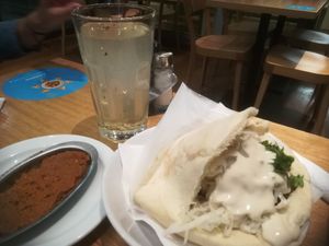 Falafel in pita sandwich and lemonade at Hummus Bar - Király Utca in Budapest