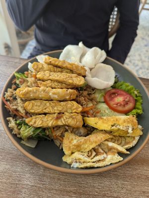 Nasi gorang (this comes with egg unless you request it without. Pic of boyfriends- he does it egg) at AB Bar & Resto in Penida Island
