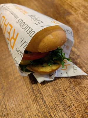 Vegan sandwich with pickles at Turun Kirjakahvila in Turku