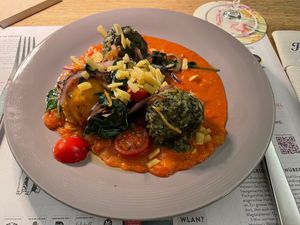 Spinach and pumpkin dumplings at Grosser Kiepenkerl in Muenster