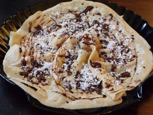 crêpe with coconut & chocolate or raspberry-jam, vegan at Crêperie Chez Moi in Eschwege