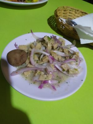 They had a seitan ceviche in the salad buffet at El Olivo in Cusco