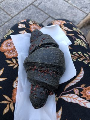 Cornetto with raspberry filling (very sweet)  at Senso Unico in Olbia