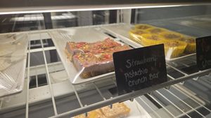 Strawberry pistachio bar at Cavegirl Coffeehouse in Longmont