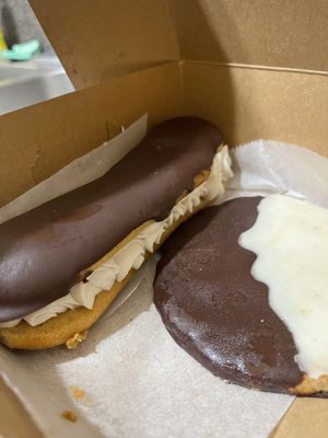 Eclair and black and white cookie  at Erin McKenna's Bakery in Santa Monica