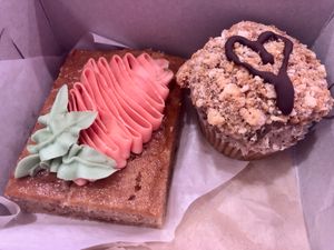 Carrot Cake and Chocolate Chip Cookie Dough Cupcake at Erin McKenna's Bakery in Santa Monica